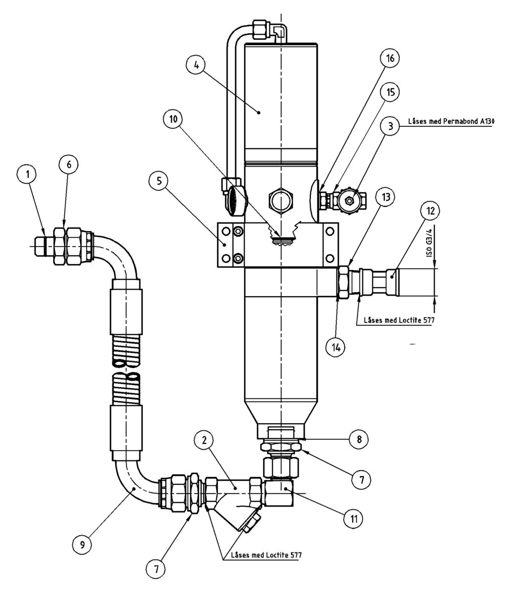 Air-operated waste oil pump 1:1 for suction pipes